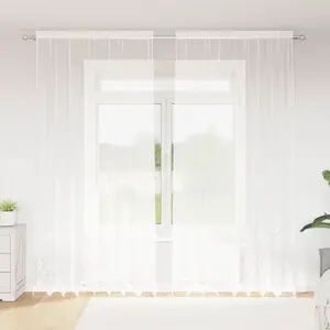 vidaXL Rideaux avec des rideaux Floral Blanc 200 x 280 cm Polyester pas cher