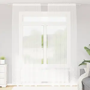 vidaXL Rideaux avec des rideaux Blanc 150 x 260 cm Polyester pas cher