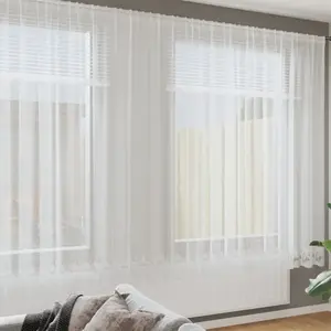 vidaXL Rideau en Dentelle Blanc 400 x 220 cm Polyester pas cher