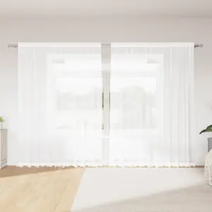 vidaXL Rideau en Dentelle Blanc 300 x 200 cm Polyester pas cher
