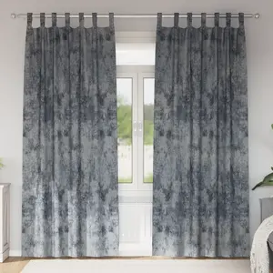 vidaXL Rideaux en velours 2 pcs avec oeillets gris argenté 245x140 cm pas cher