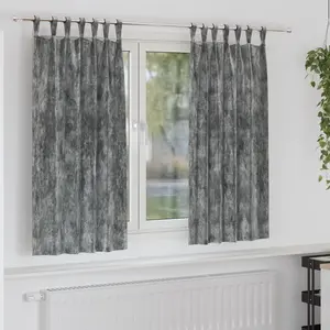 vidaXL Rideaux en velours 2 pcs avec oeillets gris 175x140 cm pas cher