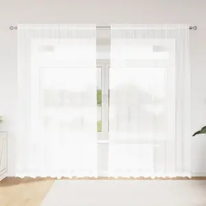 vidaXL Rideau en Dentelle Blanc 200 x 220 cm Polyester pas cher