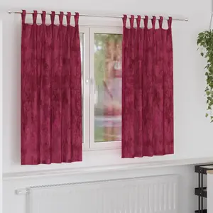 vidaXL Rideaux en velours 2 pcs avec oeillets Rouge vin 175x140 cm pas cher