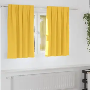 vidaXL Rideaux avec des rideaux 2 pcs jaune moutarde Polyester pas cher