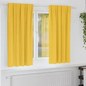 vidaXL Rideaux avec des rideaux 2 pcs jaune moutarde Polyester pas cher