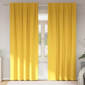 vidaXL Rideaux 2 pcs jaune moutarde 260 x 140 cm Polyester pas cher