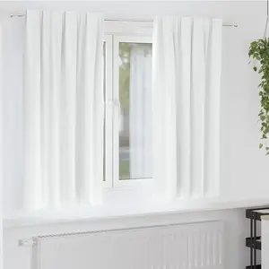 vidaXL Rideaux avec des rideaux 2 pcs Blanc éclatant Polyester pas cher