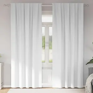 vidaXL Rideaux avec des rideaux 2 pcs Blanc éclatant Polyester pas cher