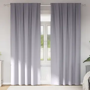 vidaXL Rideaux 2 pcs Gris métallique 245 x 140 cm Polyester pas cher
