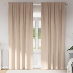 vidaXL Rideaux avec des rideaux 2 pcs Taupe 245 x 140 cm Polyester pas cher