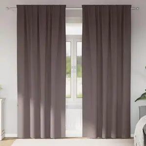 Comparateur de prix : vidaXL Vidaxl Rideaux Avec Des Rideaux 2 Pcs Marron Foncé Polyester