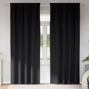 vidaXL Rideaux avec des rideaux 2 pcs Noir 260 x 140 cm Polyester pas cher