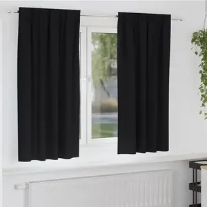 vidaXL Rideaux avec des rideaux 2 pcs Noir Polyester pas cher