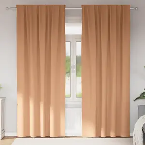 vidaXL Rideaux 2 pcs Marron clair 260 x 140 cm Polyester pas cher