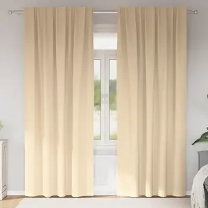 vidaXL Rideaux avec des rideaux 2 pcs Crème 260 x 140 cm Polyester pas cher