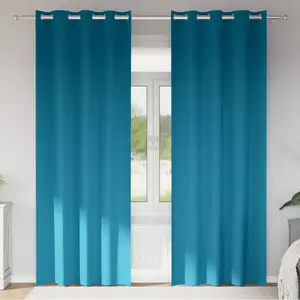 vidaXL Rideaux avec des rideaux 2 pcs Turquoise 260 x 140 cm Polyester pas cher