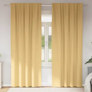 vidaXL Rideaux avec des rideaux 2 pcs Beige 245 x 140 cm Polyester pas cher