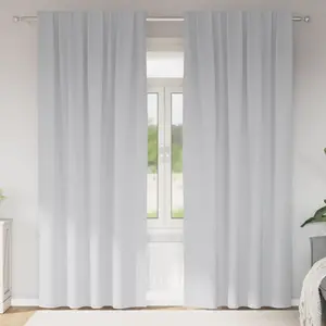 vidaXL Rideaux avec des rideaux 2 pcs Gris pâle 260 x 140 cm Polyester pas cher