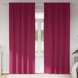 vidaXL Rideaux avec des rideaux 2 pcs Bordeaux 225 x 140 cm Polyester pas cher