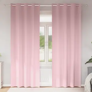 vidaXL Rideaux avec des rideaux 2 pcs Rose bébé 245 x 140 cm Polyester pas cher