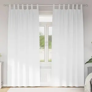 vidaXL Rideaux avec des rideaux 2 pcs Blanc pur Polyester pas cher