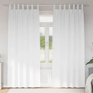 vidaXL Rideaux avec des rideaux 2 pcs Blanc pur 260 x 140 cm Polyester pas cher