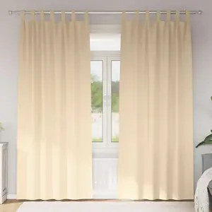 vidaXL Rideaux avec des rideaux 2 pcs Crème Polyester pas cher