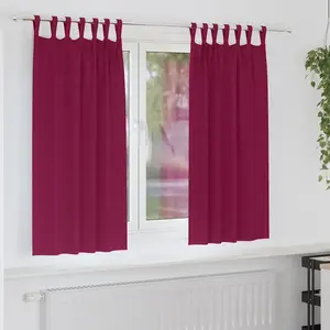 vidaXL Rideaux avec des rideaux 2 pcs Rouge bordeaux Polyester pas cher