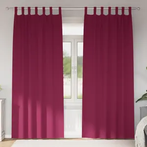 vidaXL Rideaux avec des rideaux 2 pcs Bordeaux 245 x 140 cm Polyester pas cher