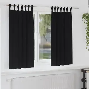 vidaXL Rideaux occultants 2 pcs Noir 175 x 140 cm Polyester pas cher
