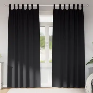 vidaXL Rideaux occultants 2 pcs Noir 225 x 140 cm Polyester pas cher