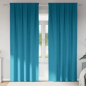 vidaXL Rideaux avec des rideaux 2 pcs Turquoise 260 x 140 cm Polyester pas cher