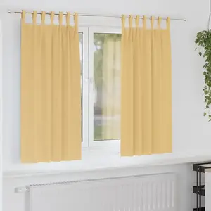 vidaXL Rideaux avec des rideaux 2 pcs Beige Polyester pas cher