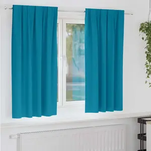 vidaXL Rideaux avec des rideaux 2 pcs Turquoise Polyester pas cher