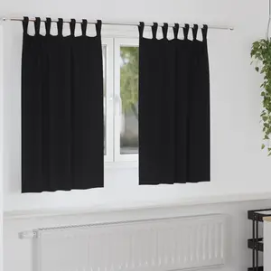 vidaXL Rideaux occultants 2 pcs Noir 140 x 140 cm Polyester pas cher