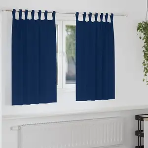 vidaXL Rideaux avec des rideaux 2 pcs Bleu foncé Polyester pas cher
