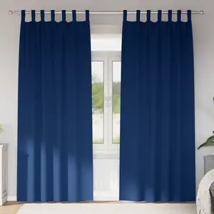 vidaXL Rideaux 2 pcs Bleu foncé 245 x 140 cm Polyester pas cher