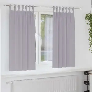 vidaXL Rideaux avec des rideaux 2 pcs Gris métallique Polyester pas cher