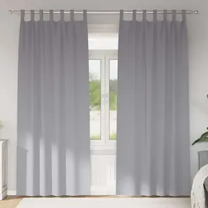 vidaXL Rideaux avec des rideaux 2 pcs Gris clair Polyester pas cher