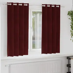vidaXL Rideaux occultants avec oeillets 2 pcs Wine Red Velvet pas cher