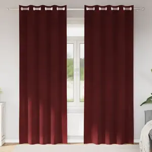 vidaXL Rideaux occultants avec oeillets 2 pcs Rouge vin Velours pas cher
