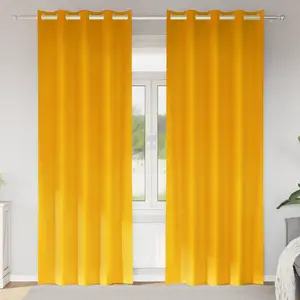 vidaXL Rideaux occultants 2 pcs Jaune moutarde 140 x 260 cm Velours pas cher