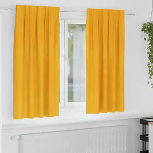 vidaXL Rideaux occultants 2 pcs Jaune moutarde 140 x 175 cm Velours pas cher