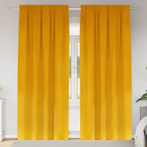vidaXL Rideaux occultants avec bande supérieure 2 pcs Jaune moutarde en velours pas cher