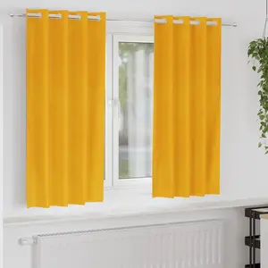 vidaXL Rideaux occultants avec oeillets 2 pcs Jaune moutarde Velours pas cher