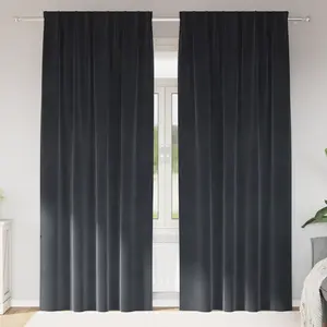 vidaXL Rideaux occultants 2 pcs Gris foncé 140 x 245 cm Velours pas cher