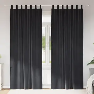 vidaXL Rideaux occultants 2 pcs Gris foncé 140 x 225 cm Velours pas cher