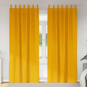 vidaXL Rideaux occultants 2 pcs Jaune moutarde 140 x 225 cm Velours pas cher