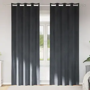 vidaXL Rideaux occultants avec oeillets 2 pcs en velours gris clair pas cher
